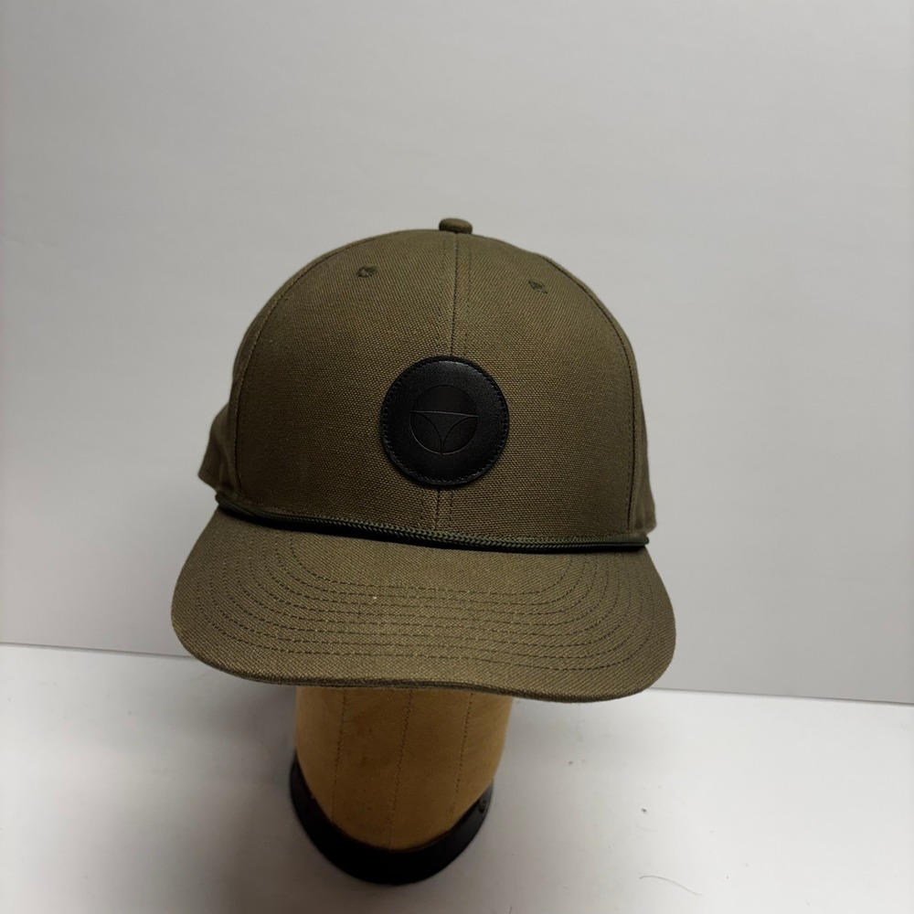 TaylorMade Golf Hat Olive Green Canvas Rope Cap Leather Strapback Adjustable